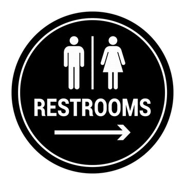 Signs ByLITA Circle Restrooms Right Arrow Sign